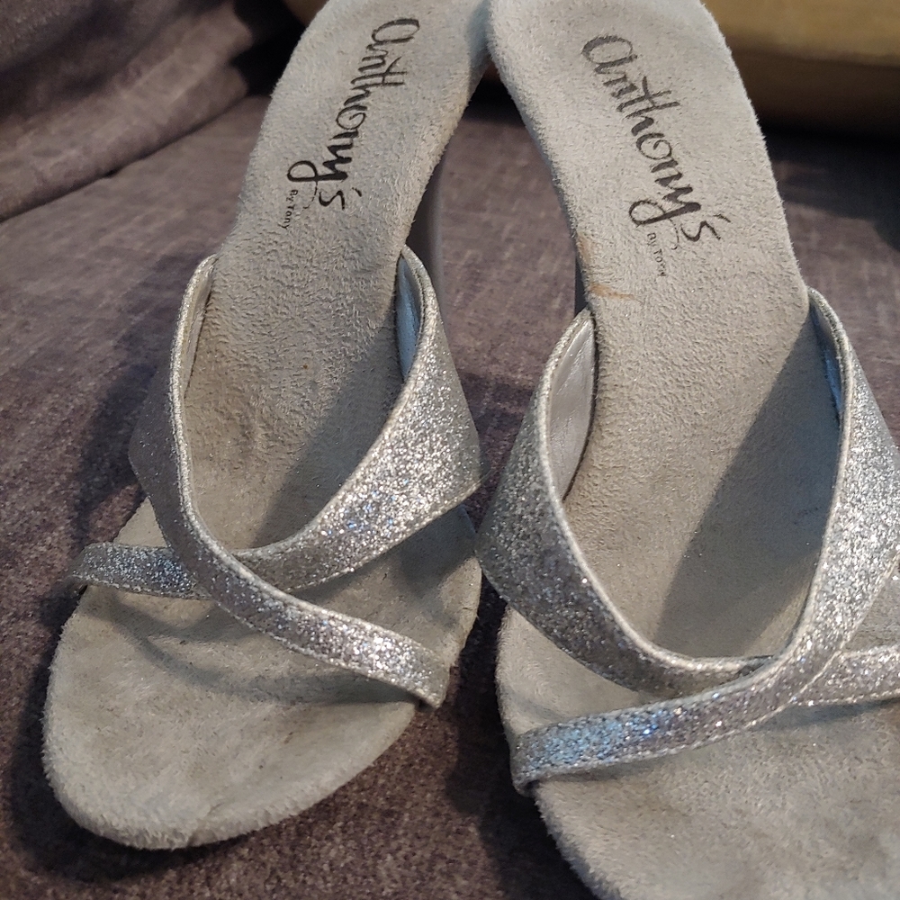 Silver glitter high heels